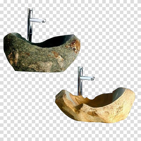 Bowl sink Bathroom Rock Granite, Creative stone sink transparent background PNG clipart