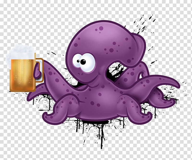 Octopus Beer Post Cards Wedding invitation Greeting & Note Cards, cartoon octopus transparent background PNG clipart