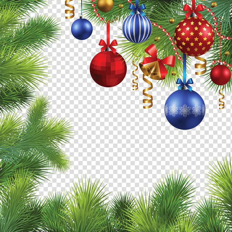 assorted-color baubles illustration, Christmas Deco Frame transparent background PNG clipart