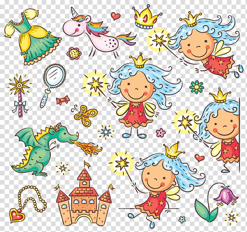 Cartoon Magic Wand Illustration, Cute little fairy collection transparent background PNG clipart
