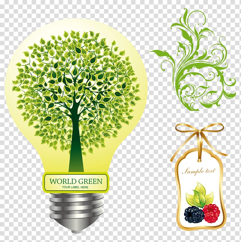 Incandescent light bulb Tree Creativity, Fig tree bulb creative transparent background PNG clipart