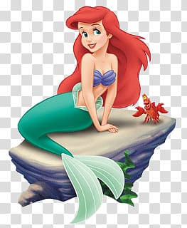 Ariel illustration, Little Mermaid on Rock transparent background PNG clipart