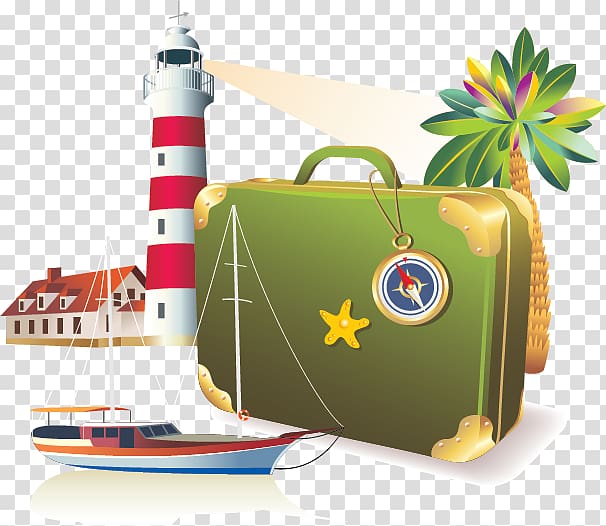Travel Tourism Suitcase Baggage, Landmarks vacation material transparent background PNG clipart