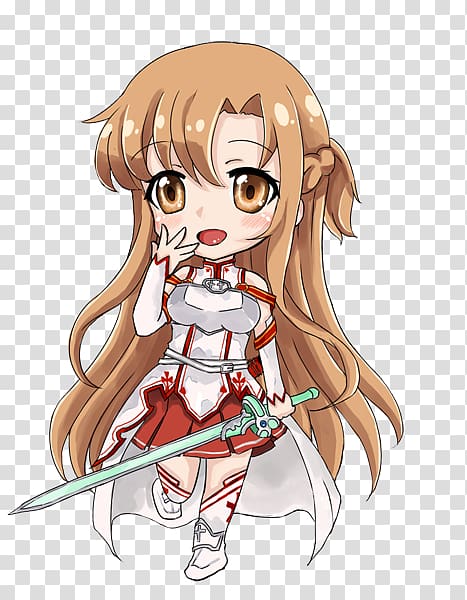 Female anime character holding sword, Asuna Kirito Sinon Anime Sword Art  Online, Asuna s, chibi, computer Wallpaper, cartoons png