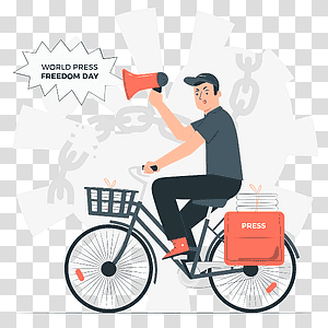 illustration, World Press Freedom Day, job, event, news, worker, journalism, bike, freedom transparent background PNG clipart thumbnail