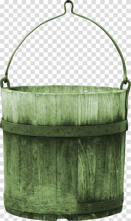 Bucket Barrel, Green bucket transparent background PNG clipart
