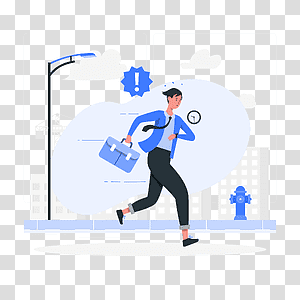illustration, Lateness, work, running, street, time, worker transparent background PNG clipart thumbnail