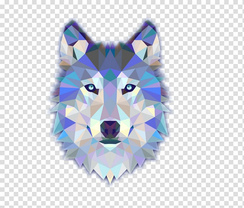blue, white, and teal wolf illustration, T-shirt Dog Triangle Geometry, wolf transparent background PNG clipart
