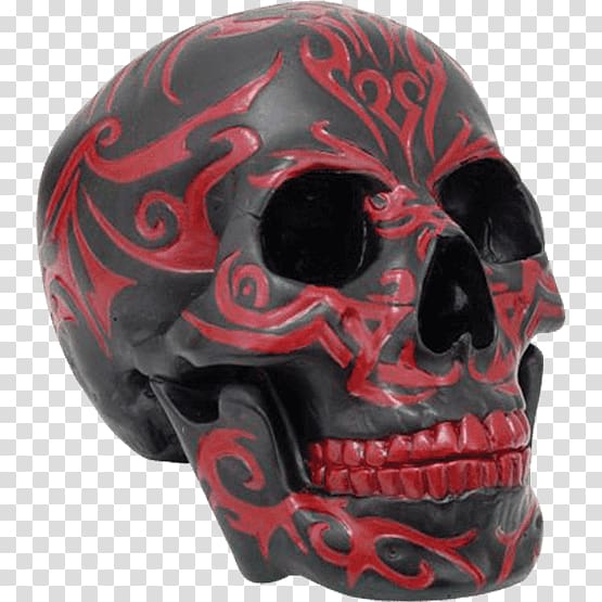 Figurine Skull Statue Red Human skeleton, skull transparent background PNG clipart