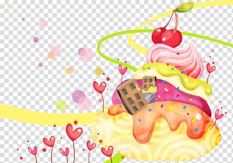 Ice cream Torte Dessert Animation Desktop , Cartoon hand-drawn animation background transparent background PNG clipart