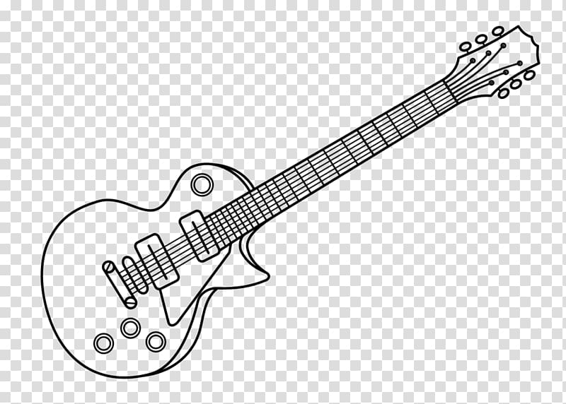 Bass guitar Electric guitar Gibson Les Paul Custom Line art, Guitar Art transparent background PNG clipart