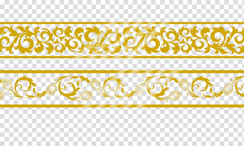 gold floral accent sticker illustration, Decorative arts Stencil Ornament Sticker, Gold lace border pattern material transparent background PNG clipart