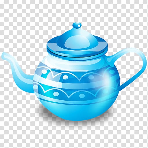 Teapot Icon, Blue kettle transparent background PNG clipart