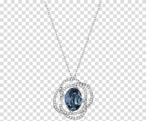 Locket Necklace Bling-bling Chain Jewellery, Swarovski jewelry women necklace blue transparent background PNG clipart