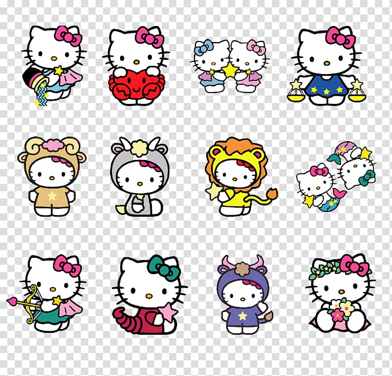 Hello Kitty , Hello Kitty Constellation Icon, Kitty Cat 12 constellations transparent background PNG clipart