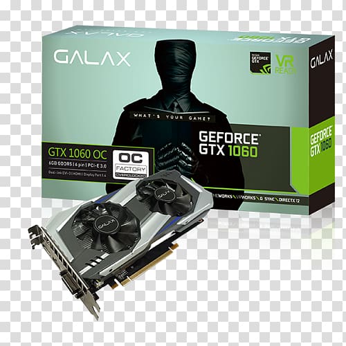 Graphics Cards & Video Adapters NVIDIA GeForce GTX 1060 英伟达精视GTX GALAXY Technology GDDR5 SDRAM, nvidia transparent background PNG clipart