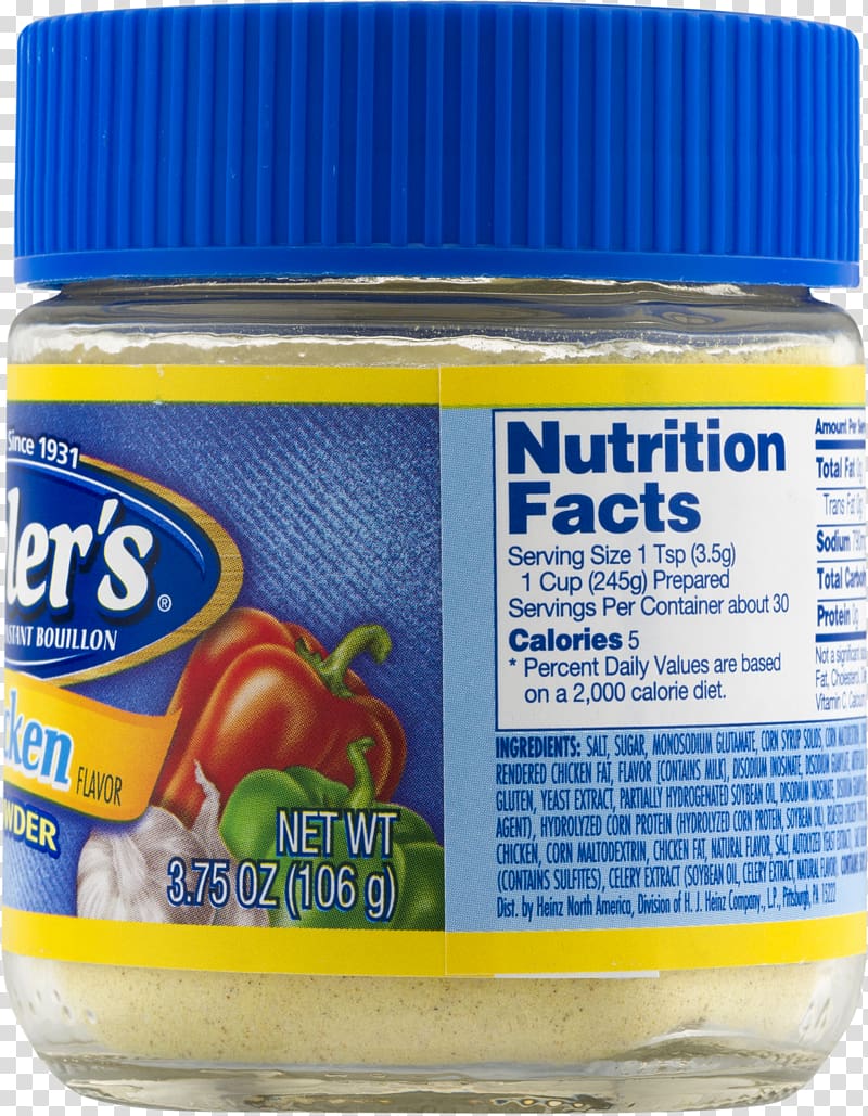 Bouillon Wyler\'s Nutrition facts label Flavor, others transparent background PNG clipart