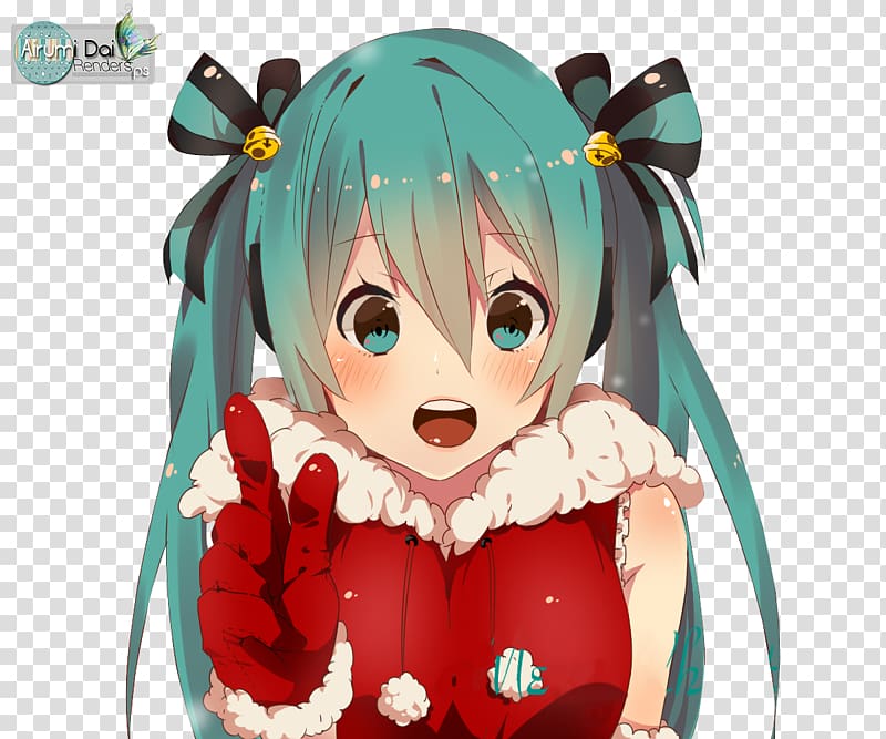 Hatsune Miku Vocaloid Christmas Anime Kagamine Rin/Len, hatsune miku transparent background PNG clipart