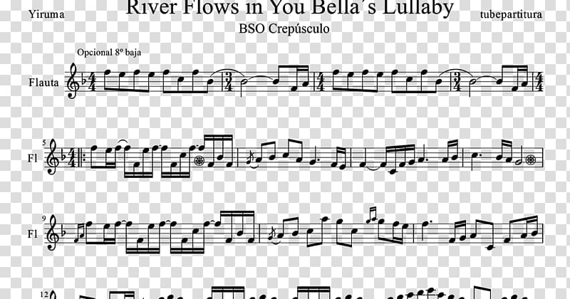 River Flows In You Sheet Music Piano Flute, sheet music transparent background PNG clipart