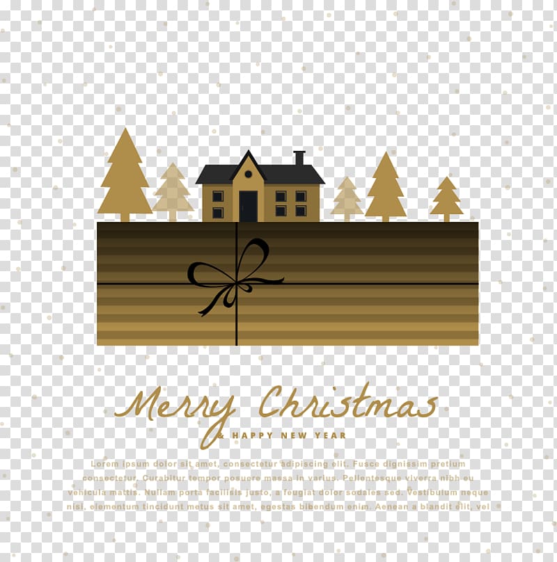 Flat design, A small town on the gift box transparent background PNG clipart