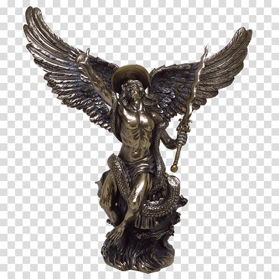 St. Michael Vanquishing Satan Gabriel Statue Sculpture, saint michael transparent background PNG clipart