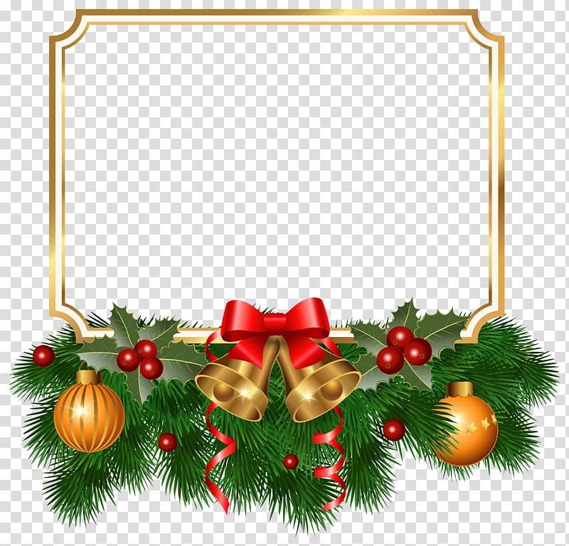 Christmas frame illustration, Christmas tree Christmas ornament Fir, Christmas Golden Border transparent background PNG clipart