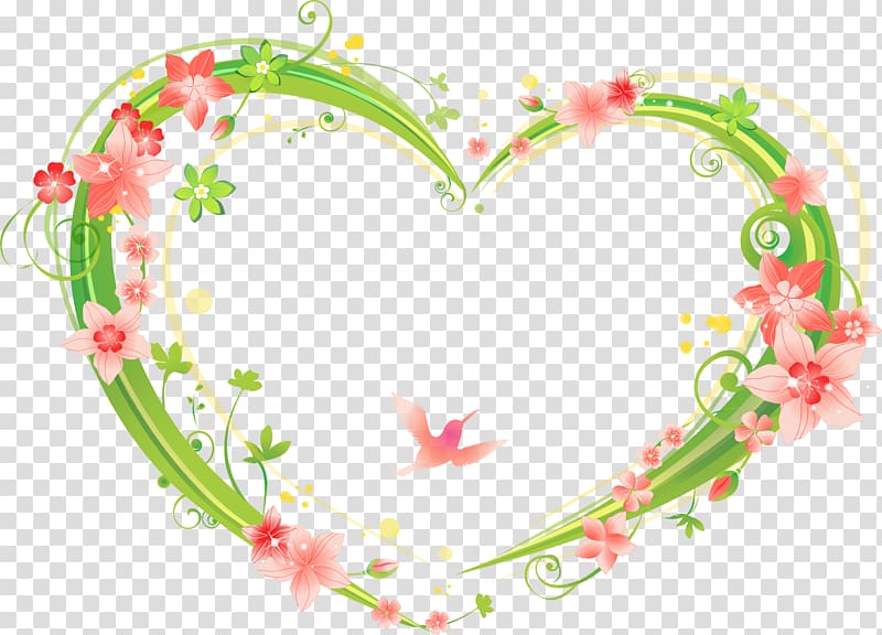 pink floral illustration, Heart, Heart-shaped flowers frame transparent background PNG clipart