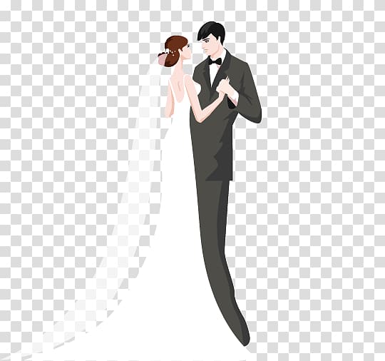 dancing wedded couple illustration, Flat Wedding Invitations figures transparent background PNG clipart
