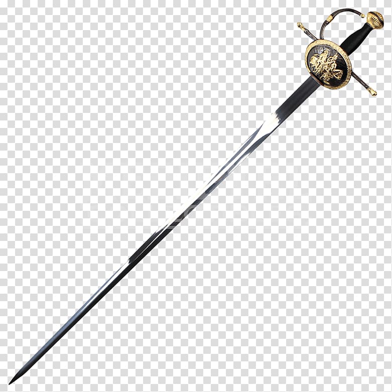 Sword Rapier Musketeer Old Spanish Knight, ancient weapons transparent background PNG clipart