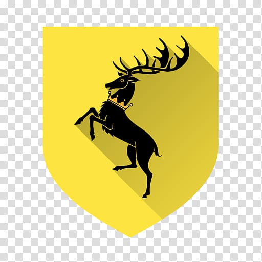 black reindeer logo, silhouette brand deer yellow horn, Baratheon transparent background PNG clipart
