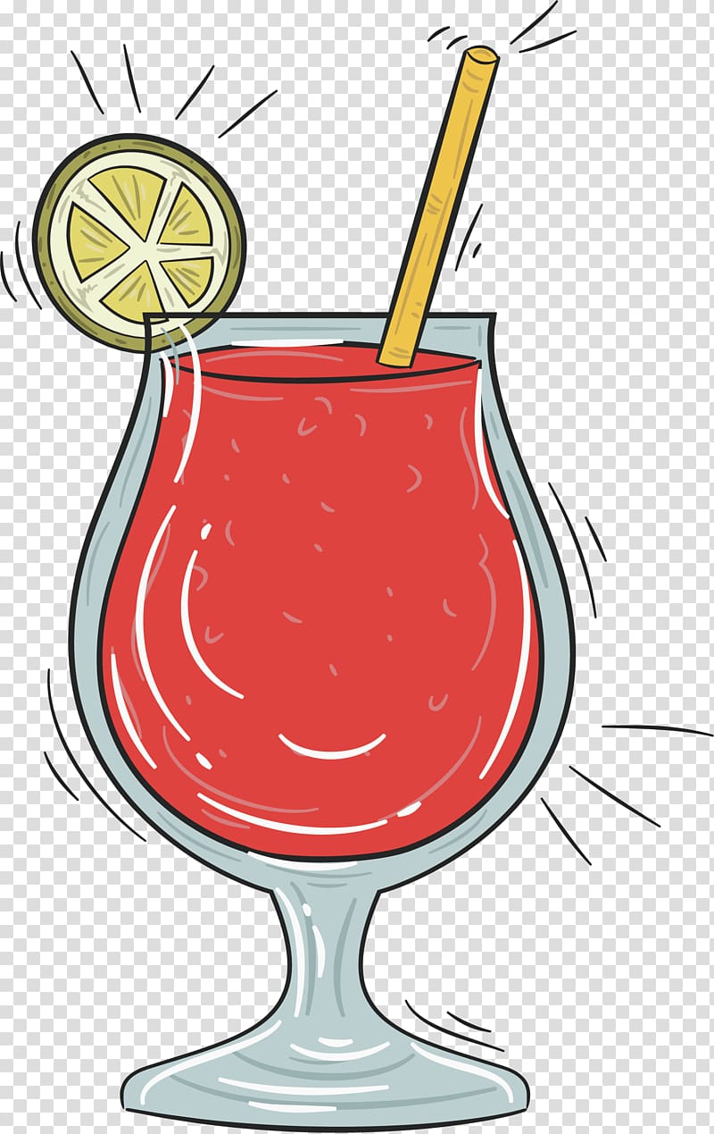 Cocktail garnish Daiquiri Sea Breeze Non-alcoholic drink, Red hand-painted cocktail transparent background PNG clipart