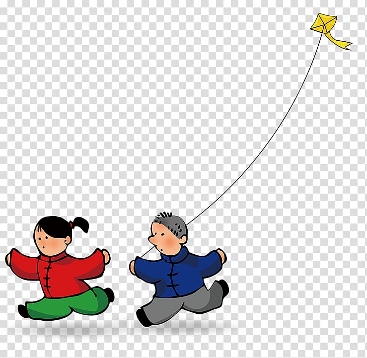 Cartoon Kite, A child flying a kite transparent background PNG clipart
