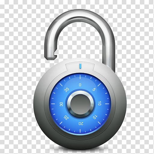 padlock hardware accessory, Unlock, round grey and blue digital padlock transparent background PNG clipart