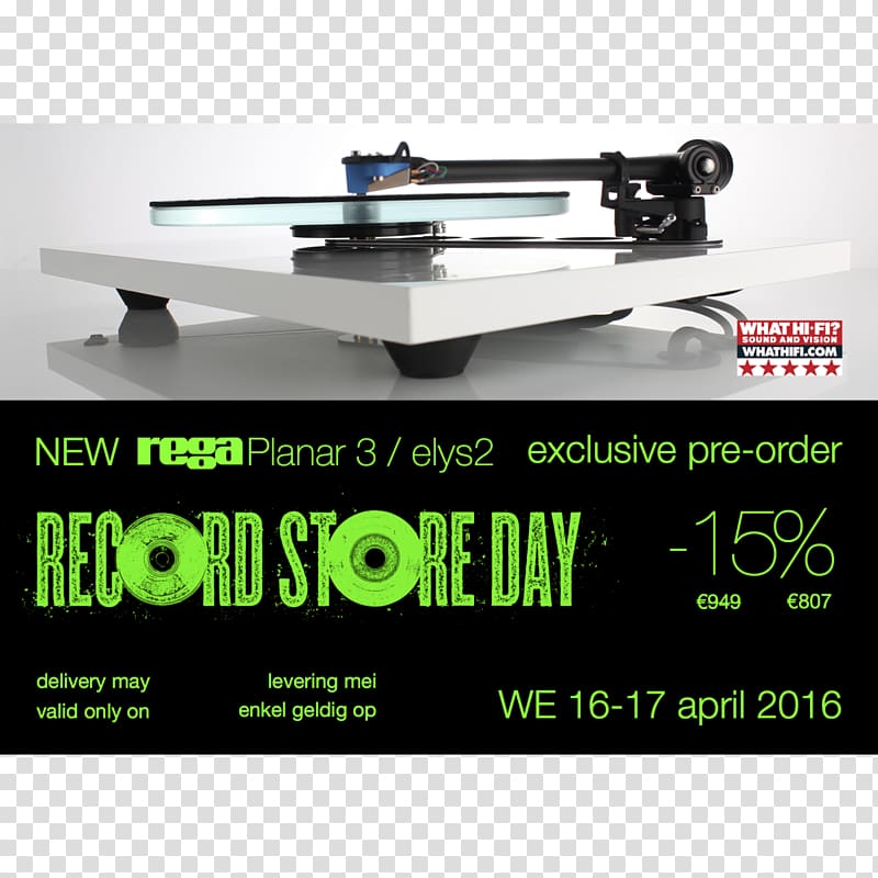 Rega Planar 3 Rega Research High fidelity Turntable Phonograph, Record Store Day transparent background PNG clipart