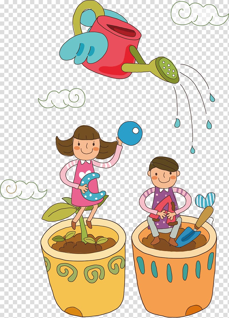 Cartoon , elements watering child transparent background PNG clipart