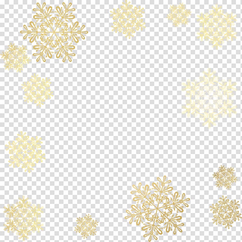 gold snowflakes illustration, White Area Pattern, painted golden snowflakes transparent background PNG clipart