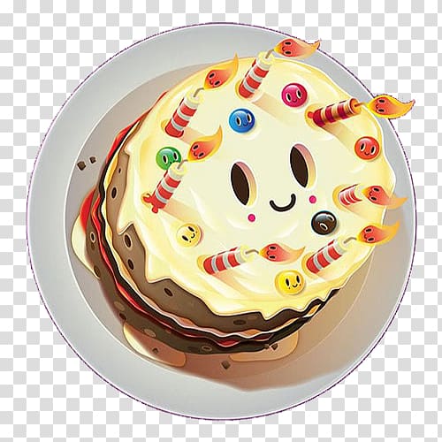 Birthday cake Hamburger Food pokedstudio Illustration, Round plate cake transparent background PNG clipart
