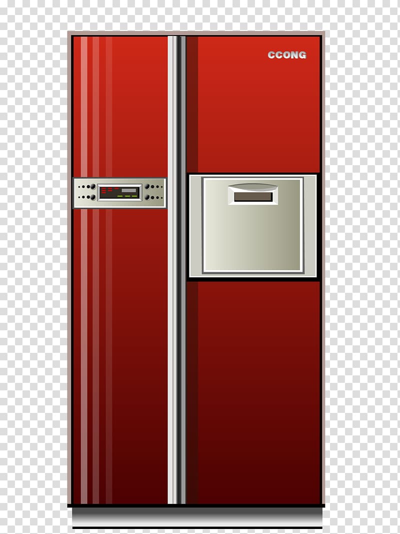 Refrigerator Home appliance, red refrigerator transparent background PNG clipart
