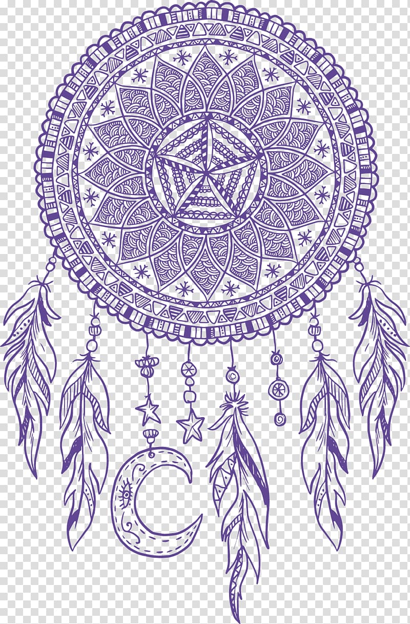 purple dreamcatcher art, Dreamcatcher Euclidean Pattern, Hand-painted blue pattern Dreamcatcher transparent background PNG clipart