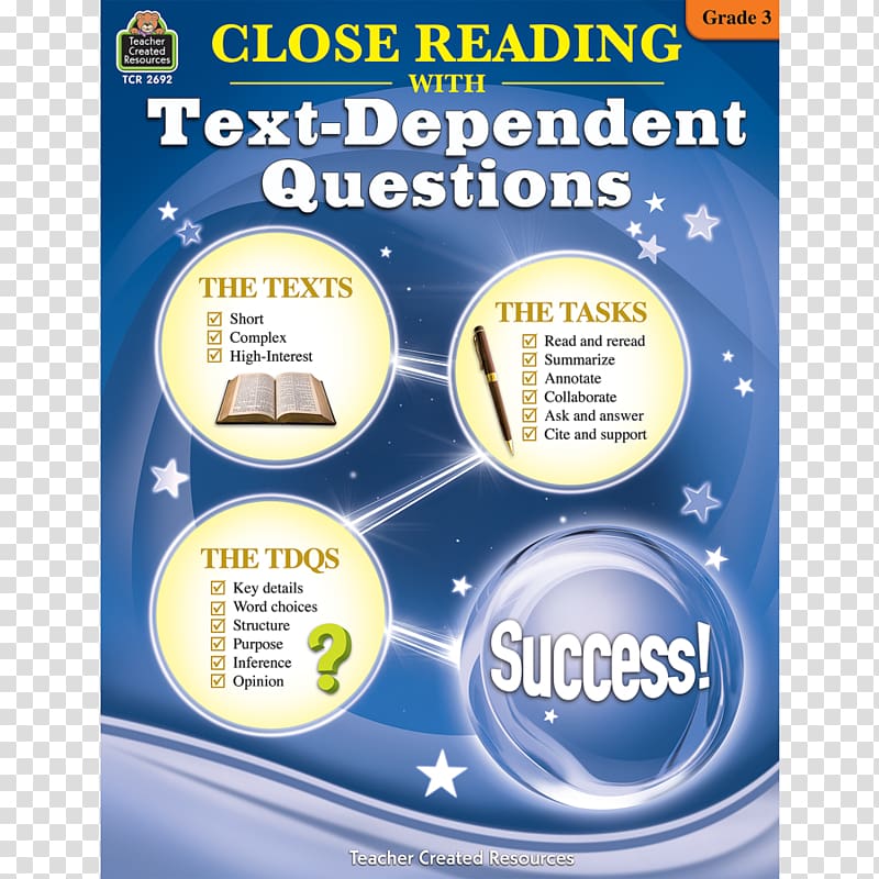 Close Reading Using Text-Dependent Questions Grade 3 Reading comprehension, subordinate transparent background PNG clipart