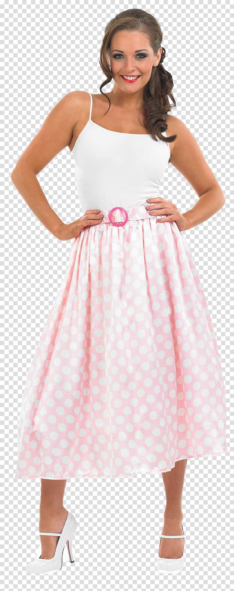 1950s Polka dot Dress Skirt Costume, 50\'s transparent background PNG clipart