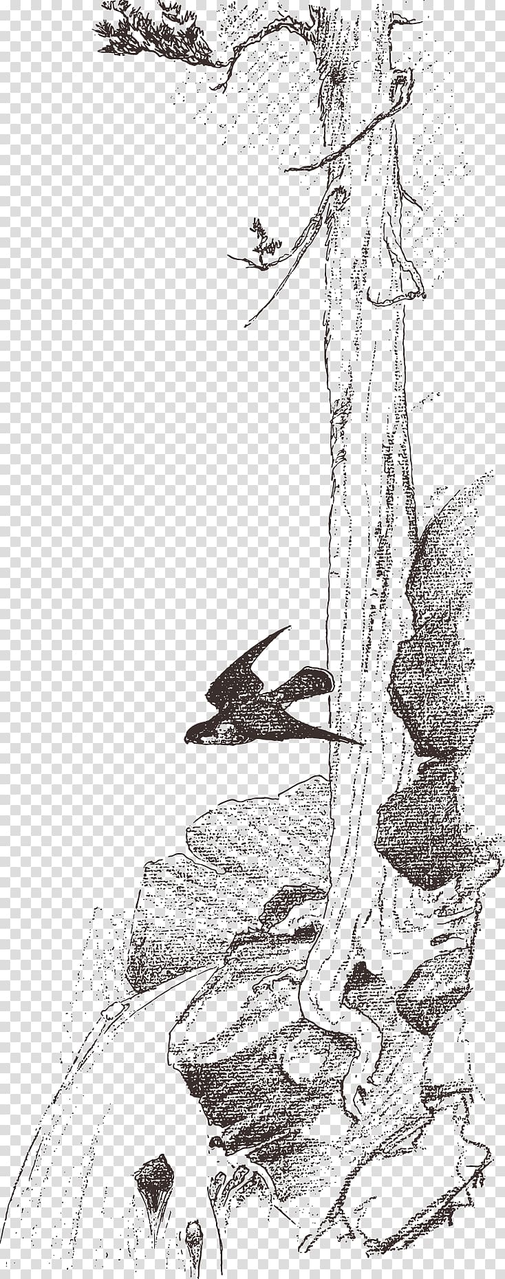 Visual arts Drawing Sketch, Swallow stone sketch trees transparent background PNG clipart