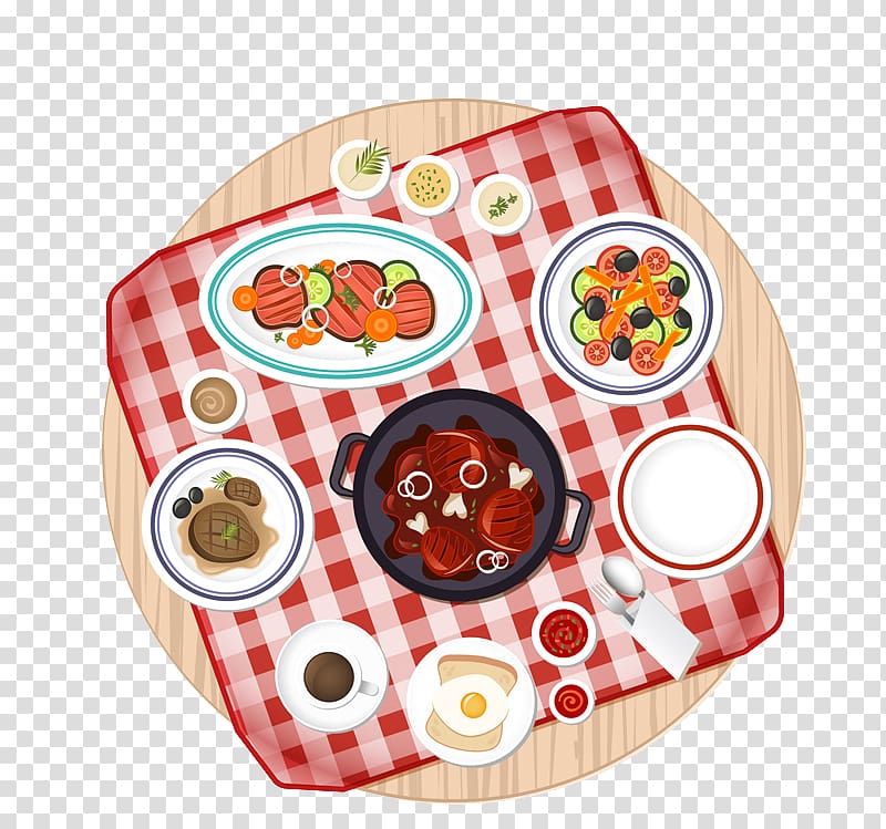 Breakfast European cuisine Pizza Food, dining table transparent background PNG clipart