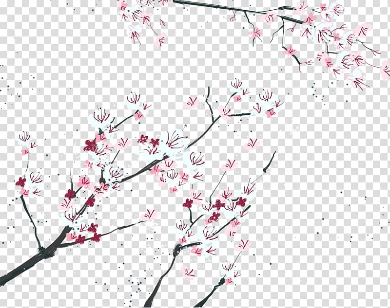 white-and-pink flowers illustration, South Korea Cherry, Korea Flower transparent background PNG clipart