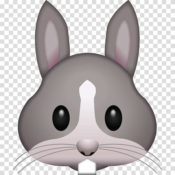 Emoji Rabbit iPhone Text messaging Sticker, gray rabbit transparent background PNG clipart