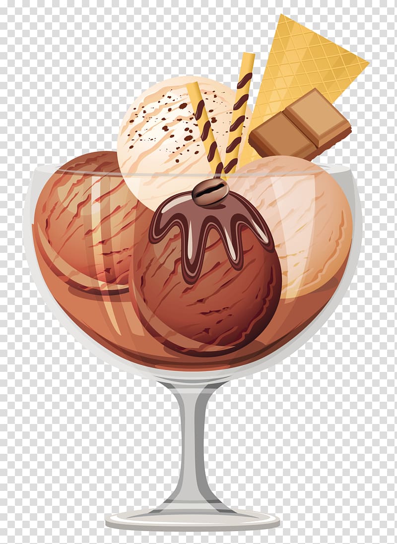 ice cream parfait illustration, Chocolate ice cream Sundae Ice cream cone, Chocolate Ice Cream Sundae transparent background PNG clipart