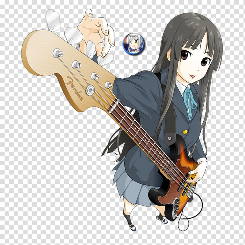 Mio Akiyama Bass guitar Anime K-On!, Bass Guitar transparent background PNG clipart