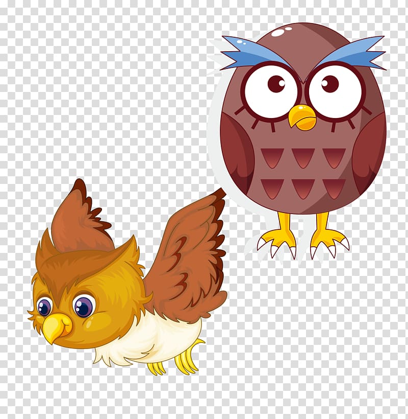 Bird Owl Cartoon Illustration, Hand-painted cartoon owl material transparent background PNG clipart