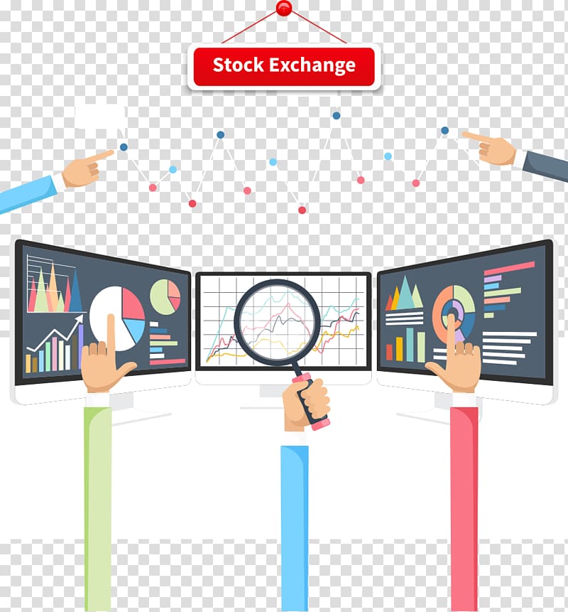 Big data Computer monitor Chart, magnifying glass and chart transparent background PNG clipart