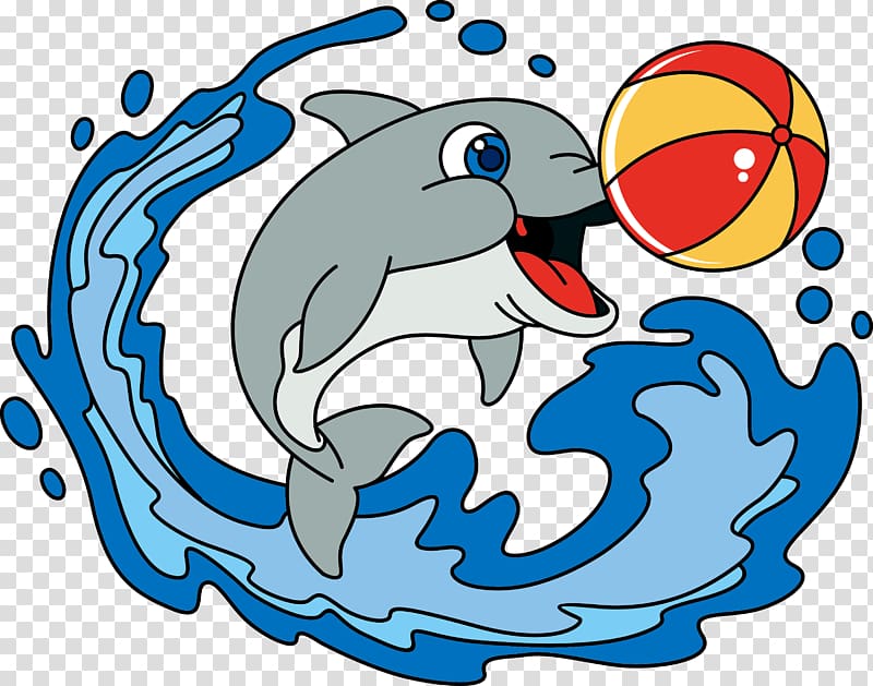 Euclidean Dolphin Sea, Cartoon dolphin play the ball transparent background PNG clipart